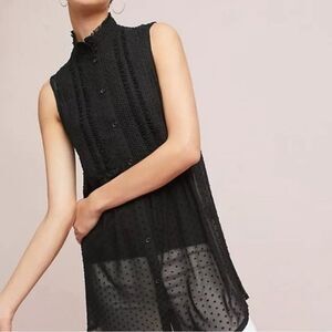 Vanessa Virginia for Anthropologie black smock sleeveless button down xsmall
